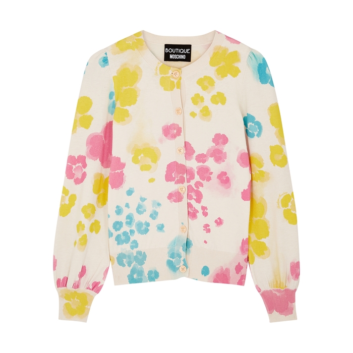 Boutique Moschino Printed Cotton And Silk-blend Cardigan