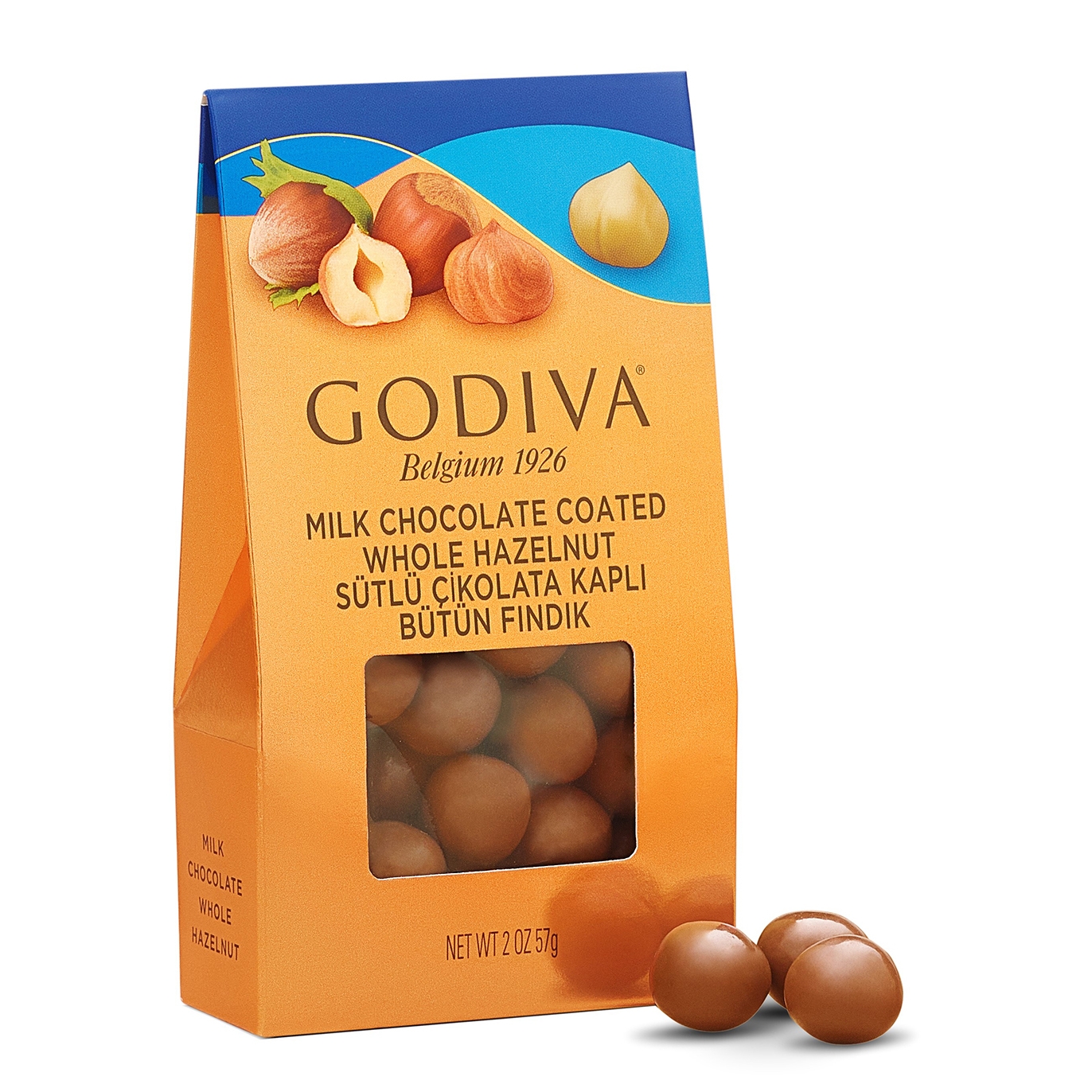 Godiva Milk Chocolate Covered Hazelnuts 57g