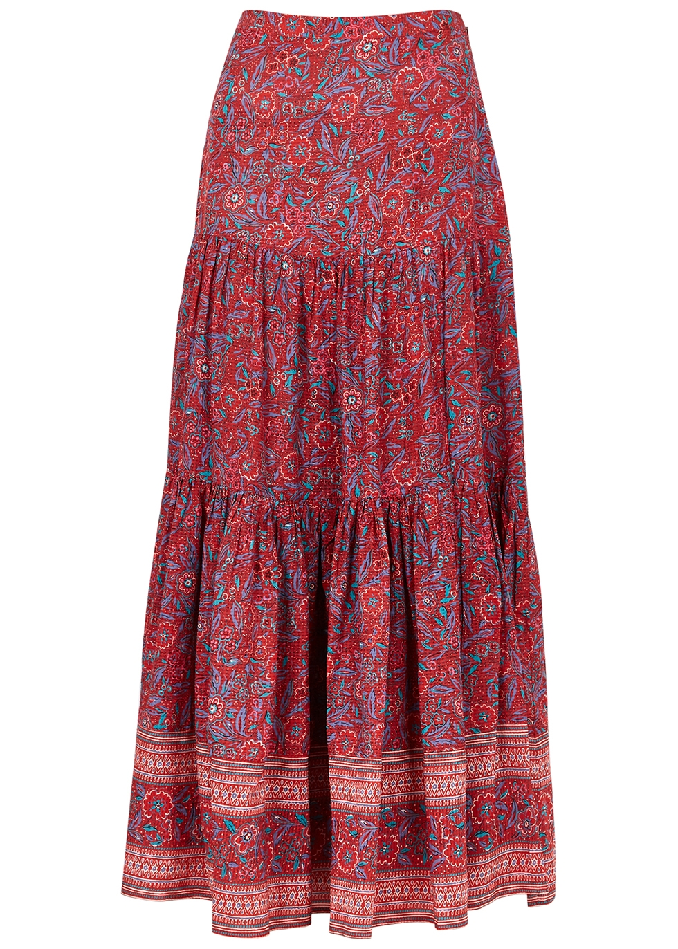 Serence red printed maxi skirt