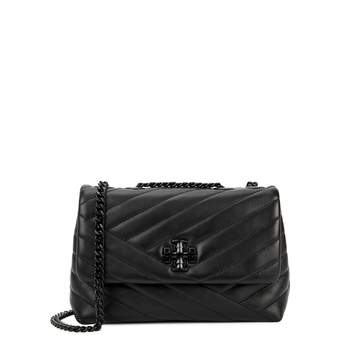 Tory Burch Kira Convertible Small Black Quilted Leather Shoulder Bag