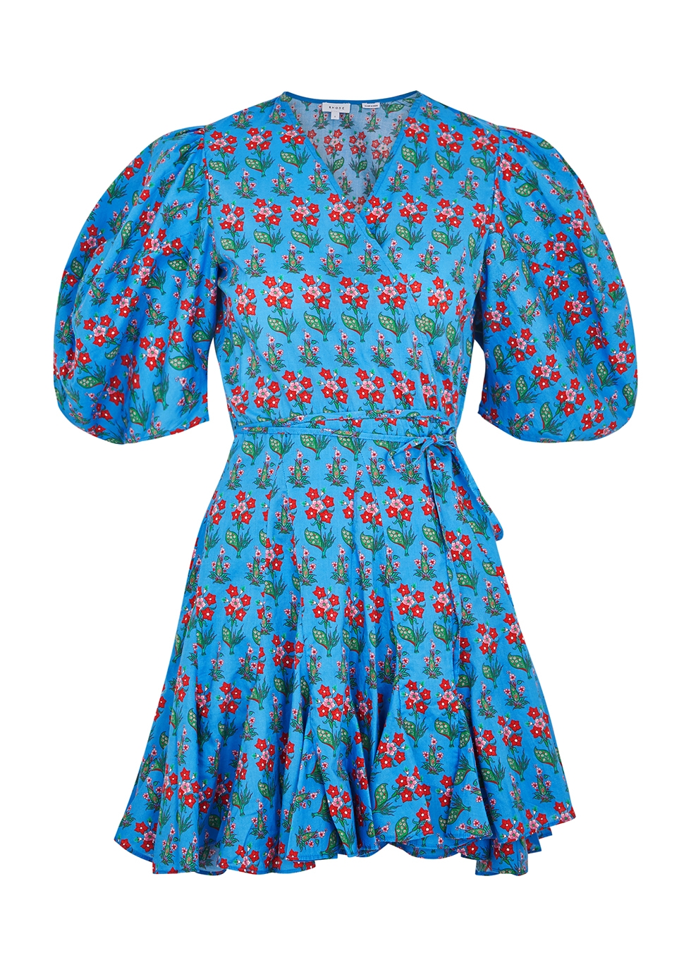 RHODE Claudine blue floral-print cotton wrap dress - Harvey Nichols