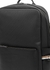 Black monogrammed coated leather backpack - BOSS