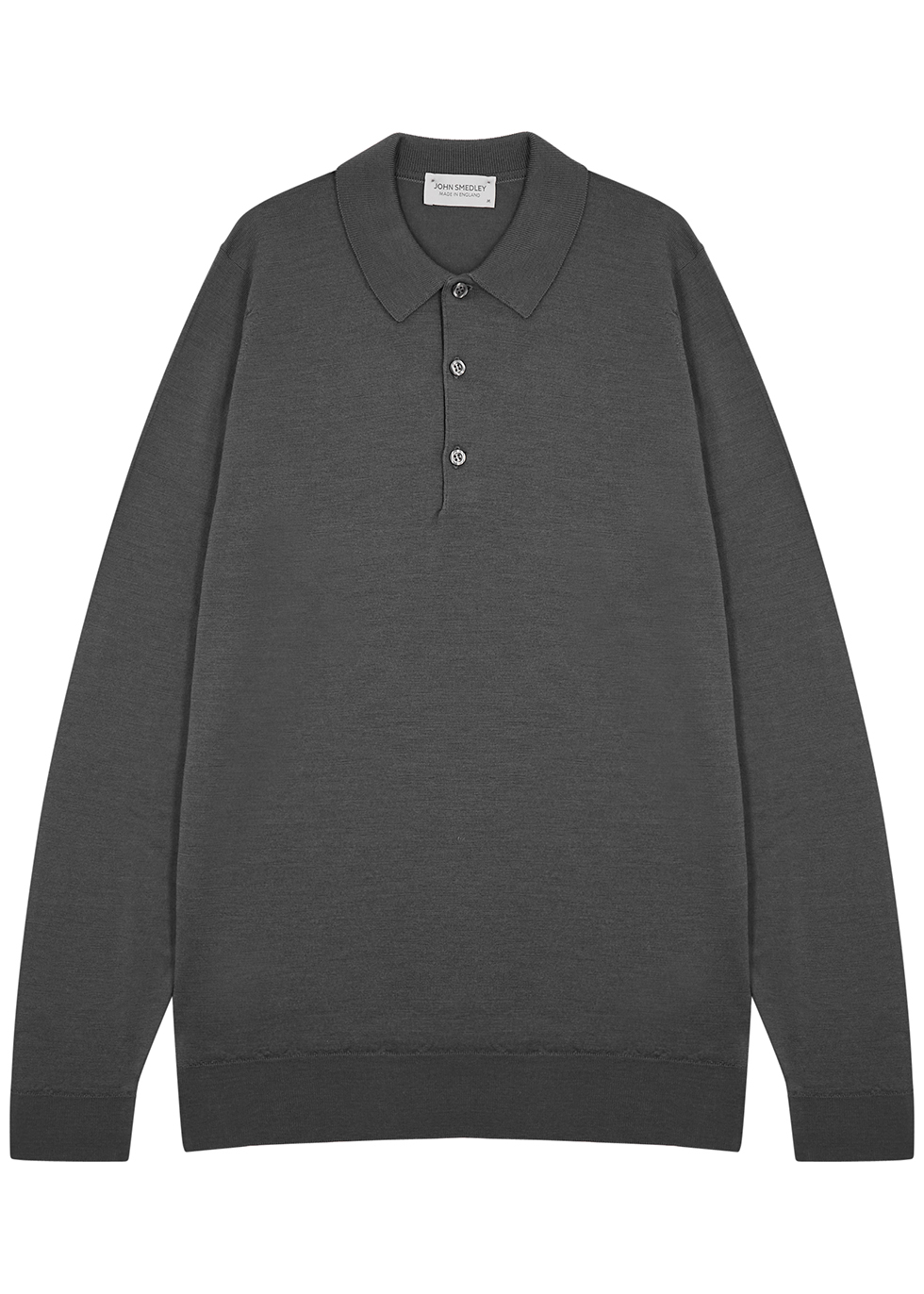 John Smedley Belper grey merino wool polo shirt - Harvey Nichols