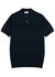 Navy panelled wool polo shirt - John Smedley