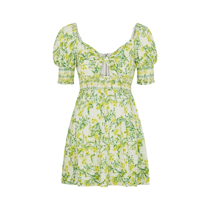 ALICE AND OLIVIA KRISTIE FLORAL-PRINT BRODERIE ANGLAISE MINI DRESS