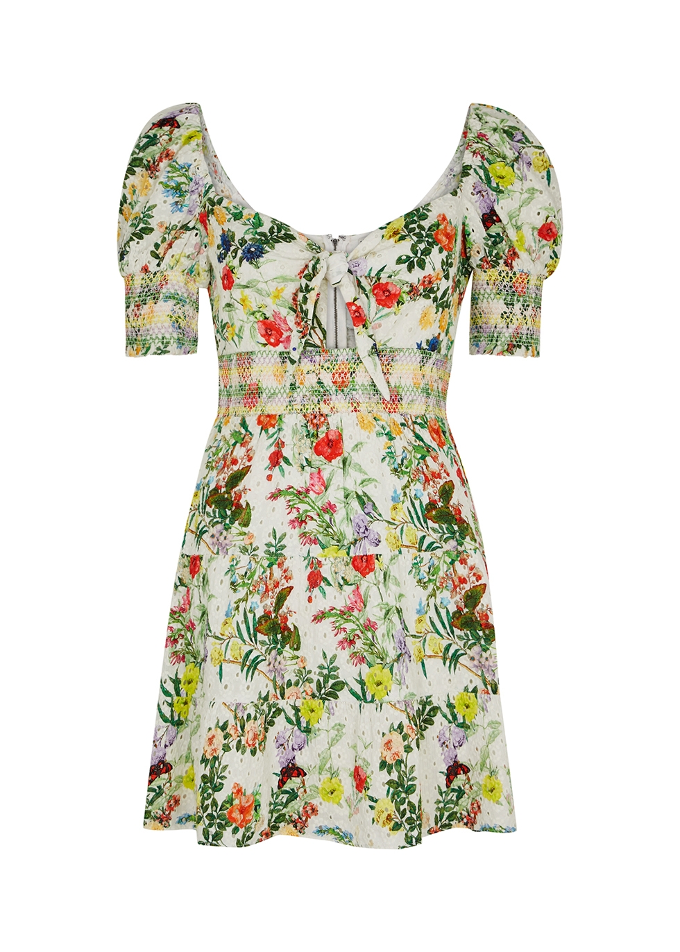 Kristie floral-print broderie anglaise mini dress