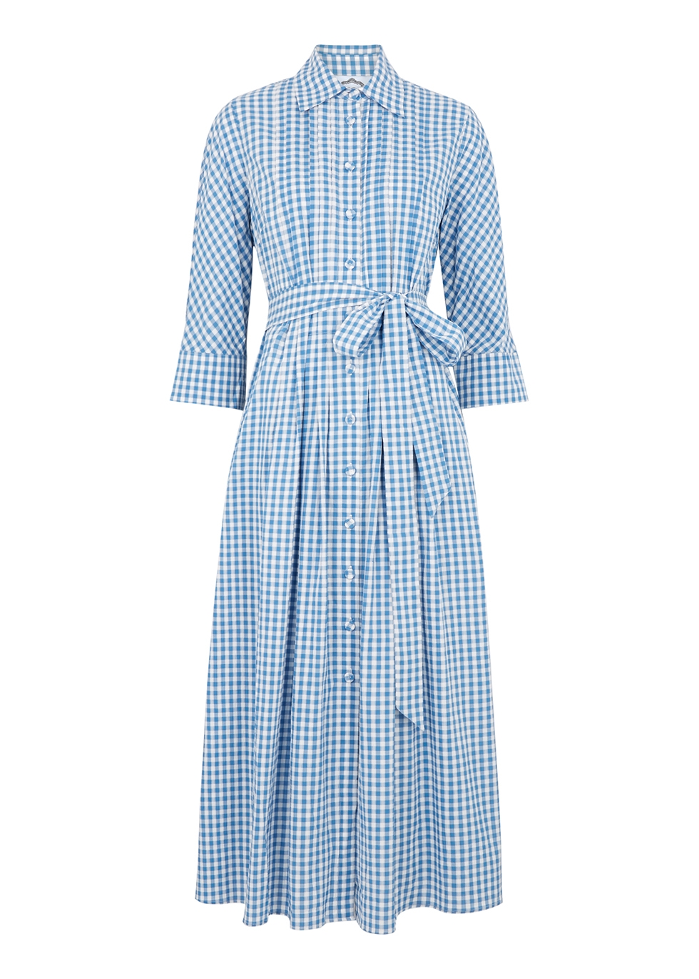 Evi Grintela Josephine Blue Gingham Seersucker Midi Dress In Blue And ...