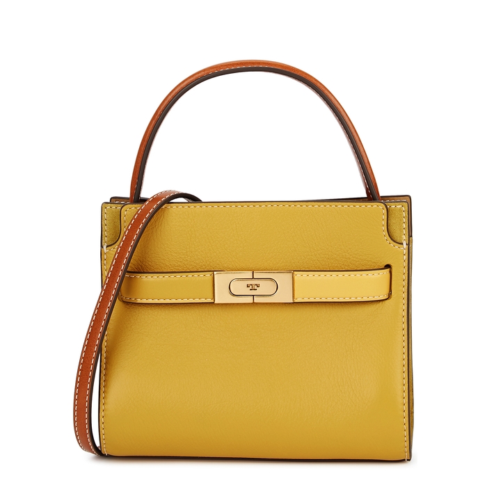 Tory Burch Lee Radziwill Petite Yellow Leather Top Handle Bag