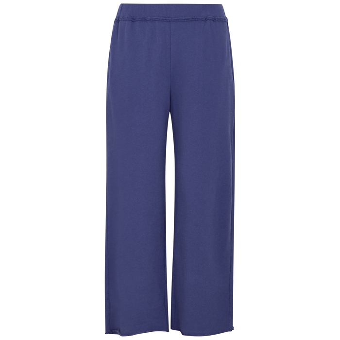 EILEEN FISHER Blue Cropped Cotton-jersey Sweatpants