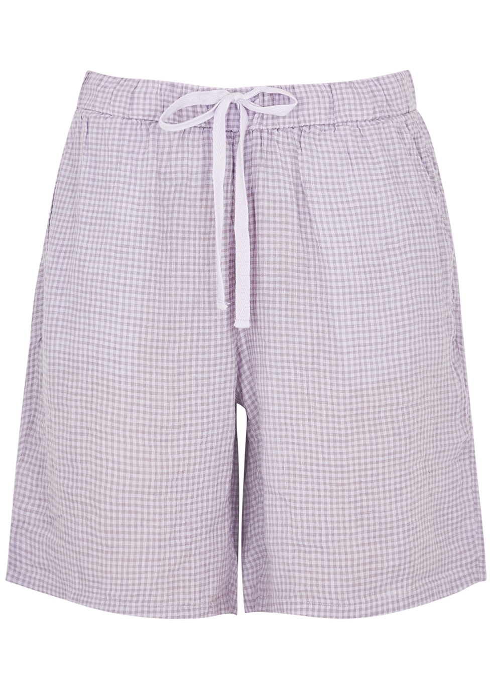 EILEEN FISHER Lilac gingham linen shorts - Harvey Nichols