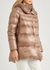 Brown faux fur-trimmed quilted shell coat - Herno