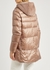Brown faux fur-trimmed quilted shell coat - Herno