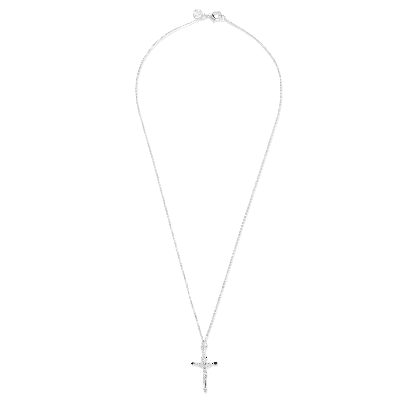 Chained & Able Mini Crucifix Silver-tone Chain Necklace