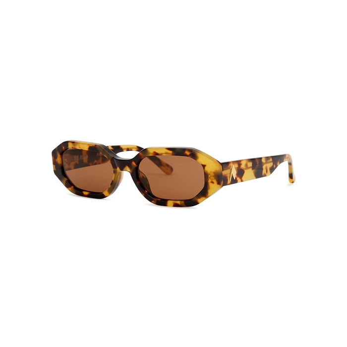 Linda Farrow Luxe X The Attico Irene Tortoiseshell Rectangle-frame Sunglasses In Brown
