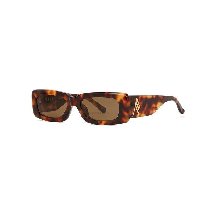 Linda Farrow Luxe Mini Marfa Tortoiseshell Rectangle-frame Sunglasses In Brown