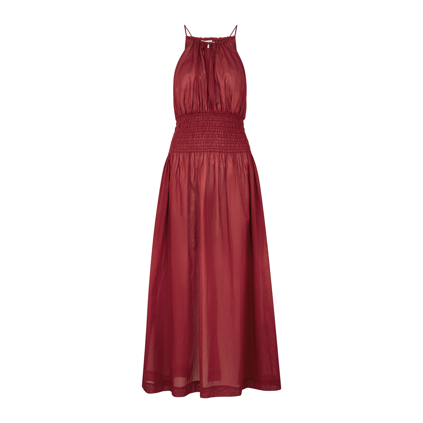 Three Graces Ember Red Cotton Midi Dress - Dark Red - 10
