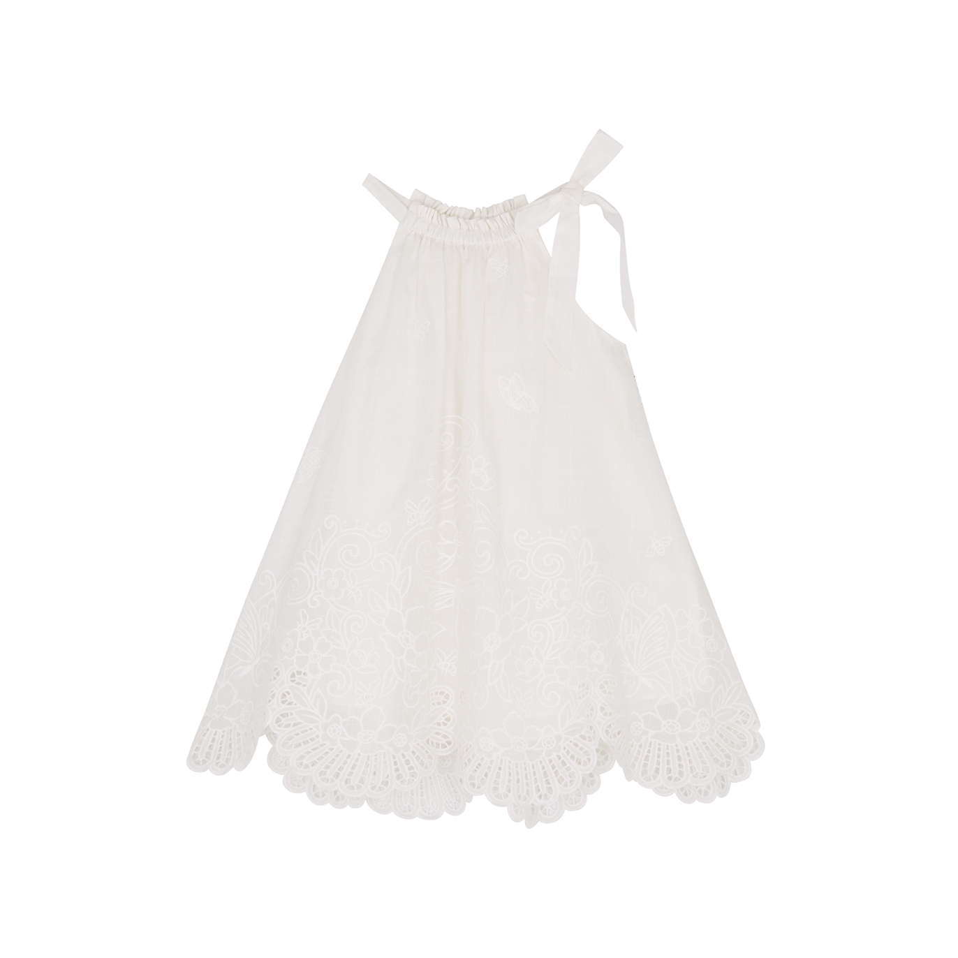 Zimmermann Kids Jeannie White Embroidered Cotton Dress - Off White - 6 Years