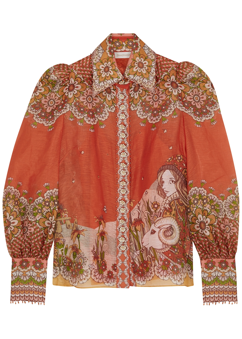 Kaleidoscope Aries printed linen-blend blouse