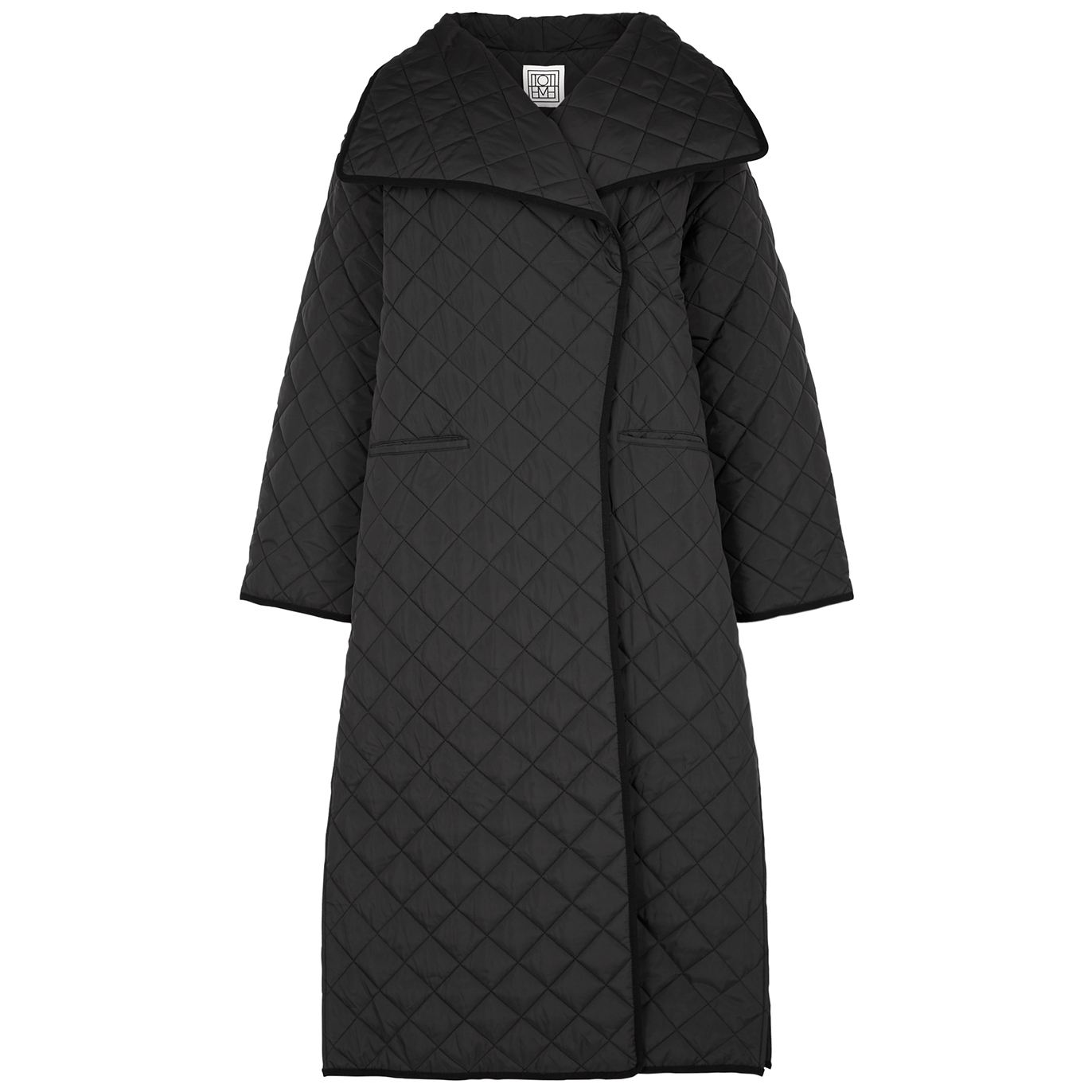 Totême Black Quilted Longline Shell Coat