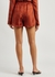 Orange logo-embroidered silk-twill shorts - Totême