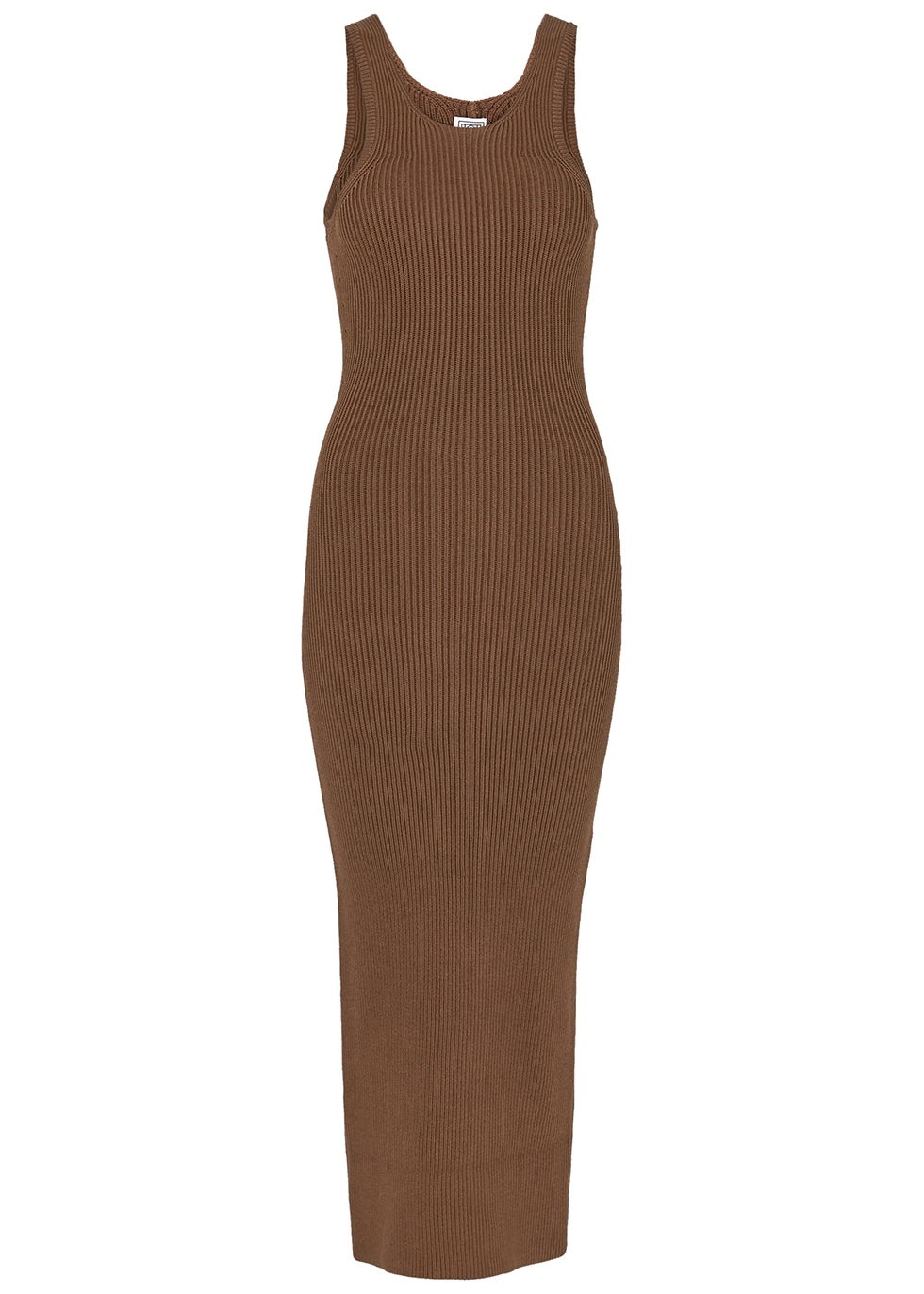 Brown ribbed-knit dress