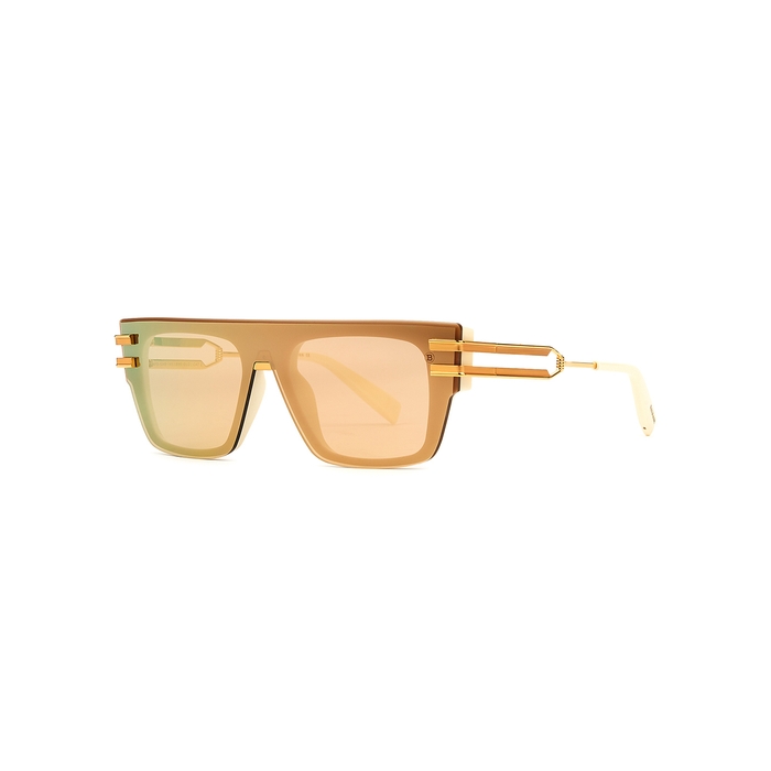 Balmain Soldat Gold-tone D-frame Sunglasses