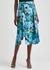 Blue and green floral-print silk midi skirt - Stella McCartney