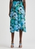 Blue and green floral-print silk midi skirt - Stella McCartney