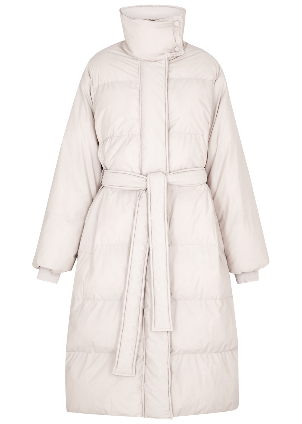 Stella McCartney Light Grey Quilted Cotton-blend Parka in Natural Womens Clothing Coats Parka coats 