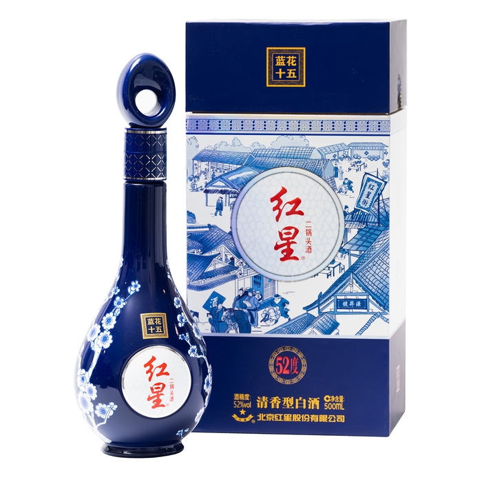 Hongxing Blue White Porcelain 15 Year Old Baijiu 500ml