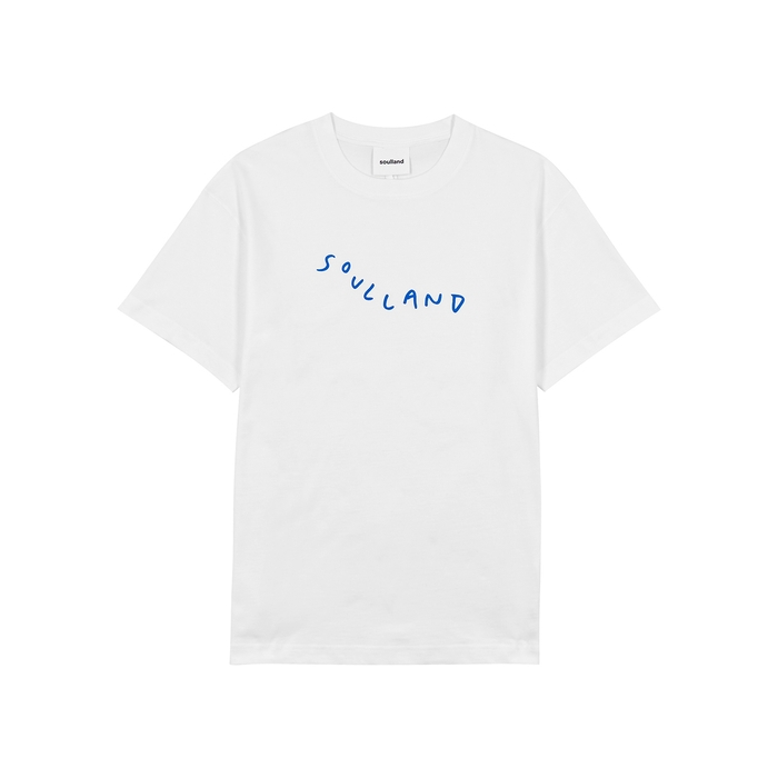 Soulland Marker White Logo-print Cotton T-shirt