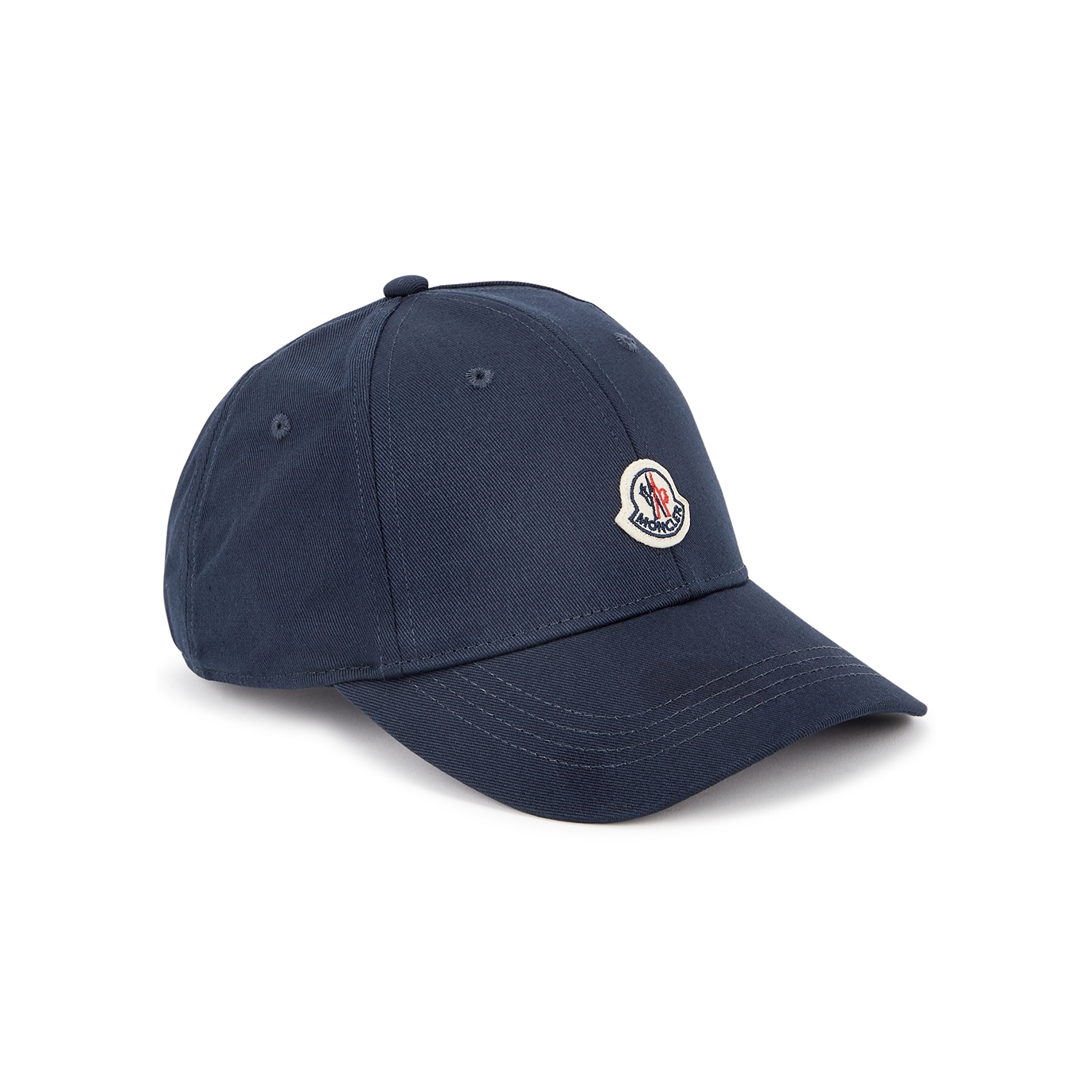 Moncler Kids Navy Logo Cotton-twill Cap In Blue