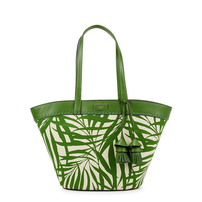 Kate Spade New York The Pier Green Printed Canvas Tote