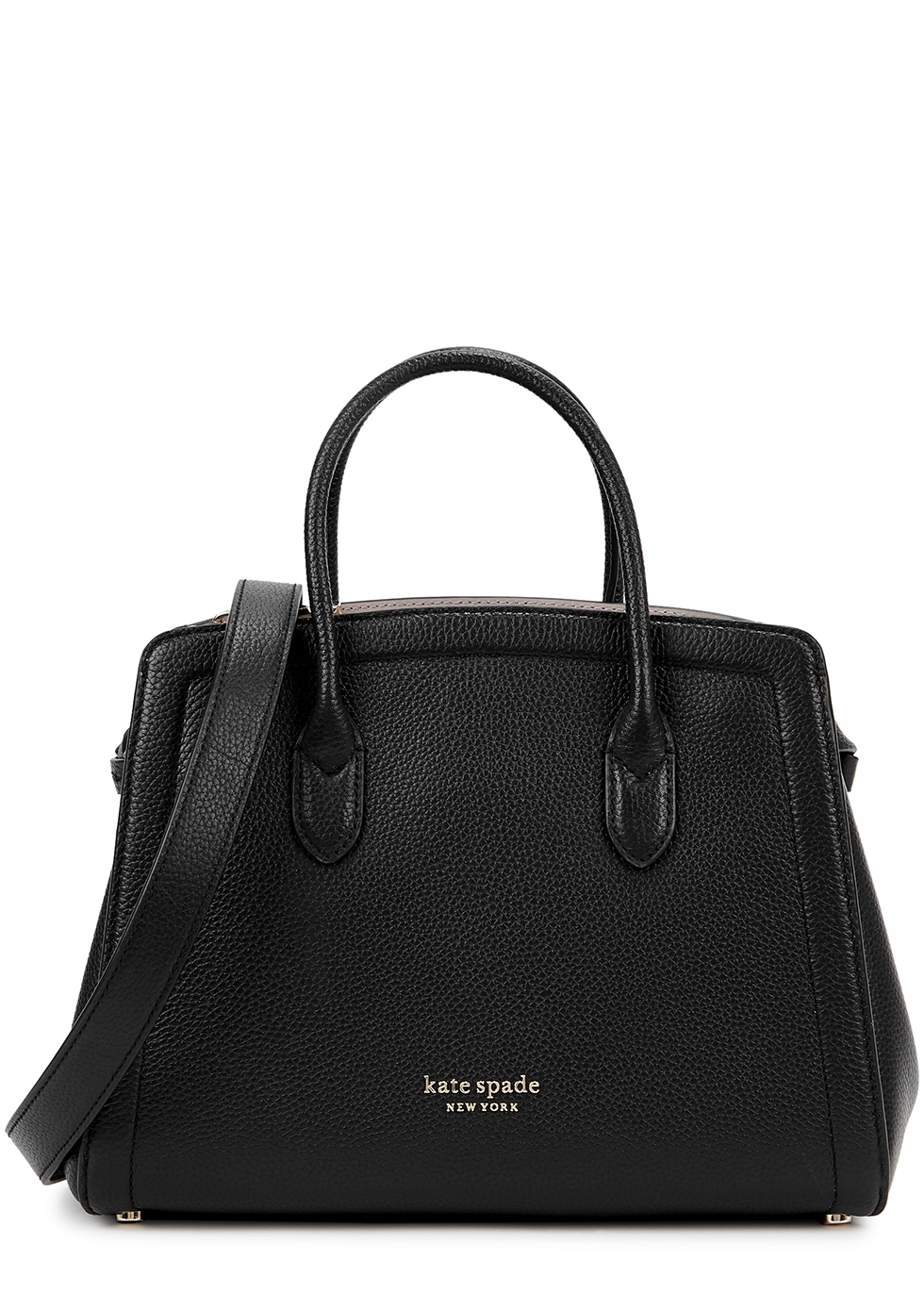 Kate Spade New York Knott medium black leather top handle bag - Harvey ...