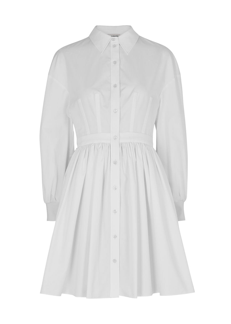 White cotton-poplin shirt dress