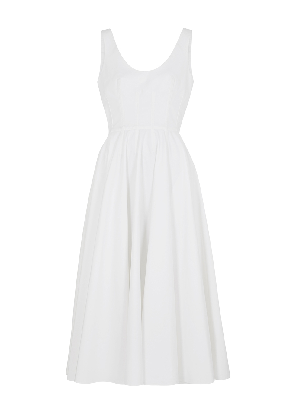 White cotton-poplin midi dress