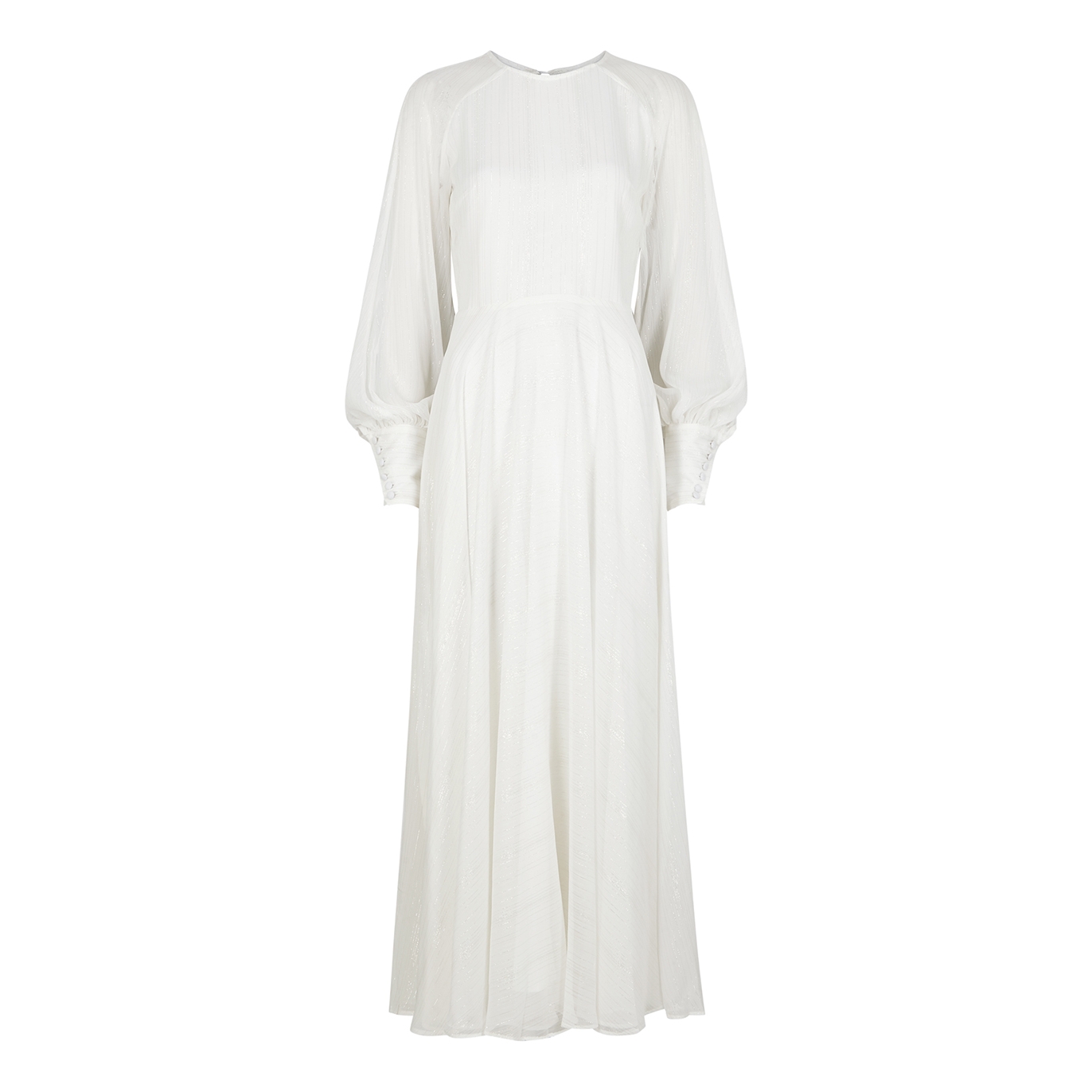 ROTATE Birger Christensen Mary white metallic-weave chiffon maxi dress ...