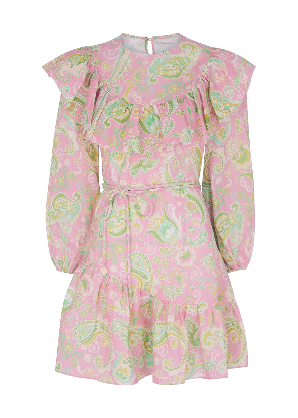 Marta pink printed linen mini dress