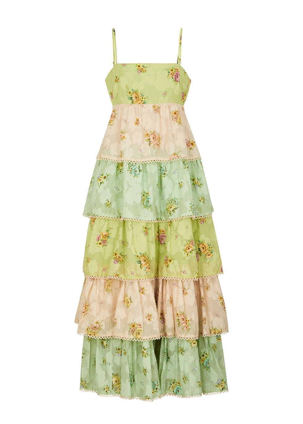 Clementine floral-print tiered cotton-blend dress
