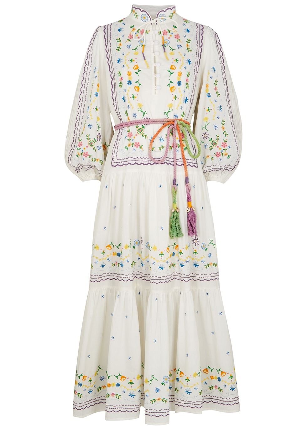 ALEMAIS Juniper white embroidered cotton maxi dress - Harvey Nichols