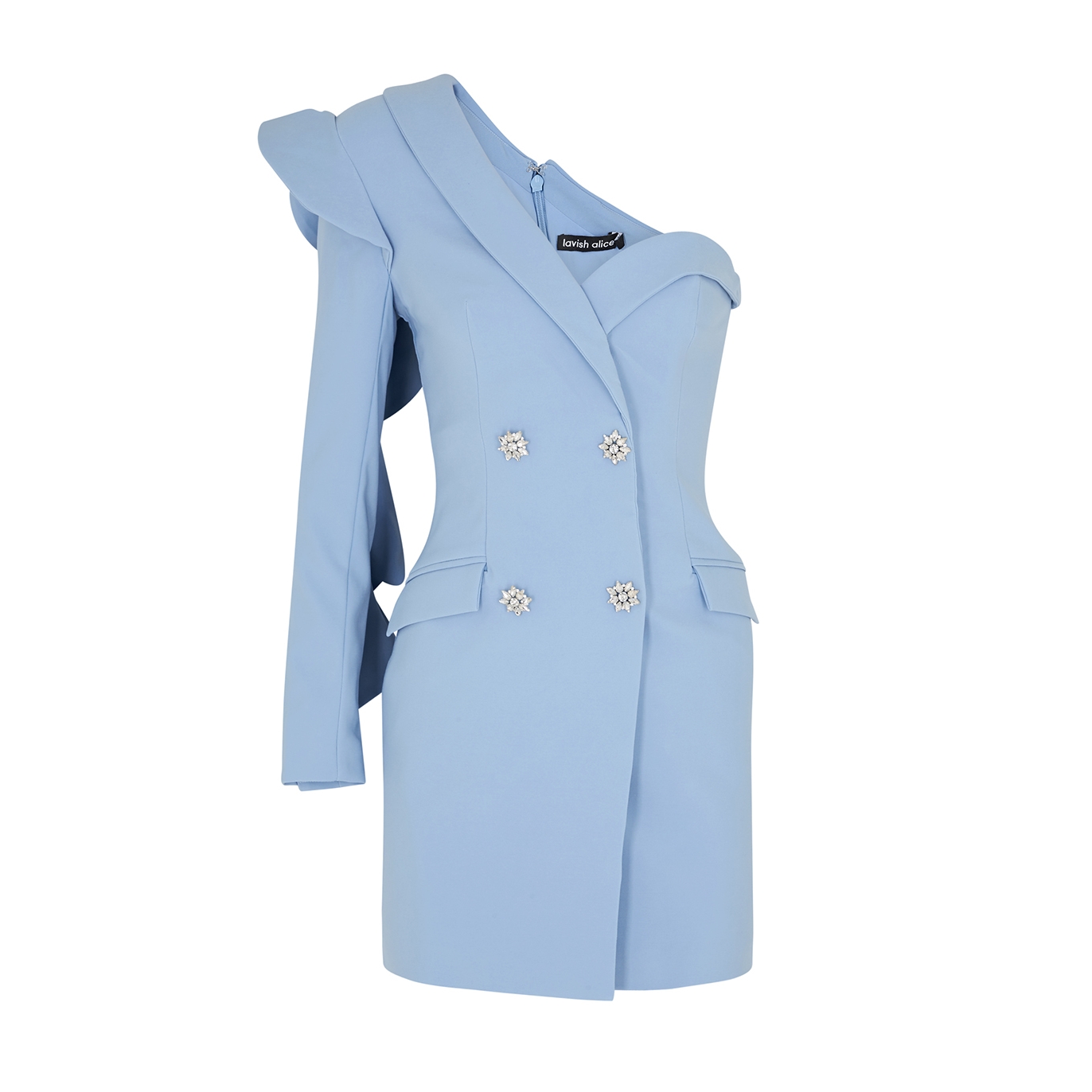 Lavish Alice Blue One-shoulder Blazer Dress - 6
