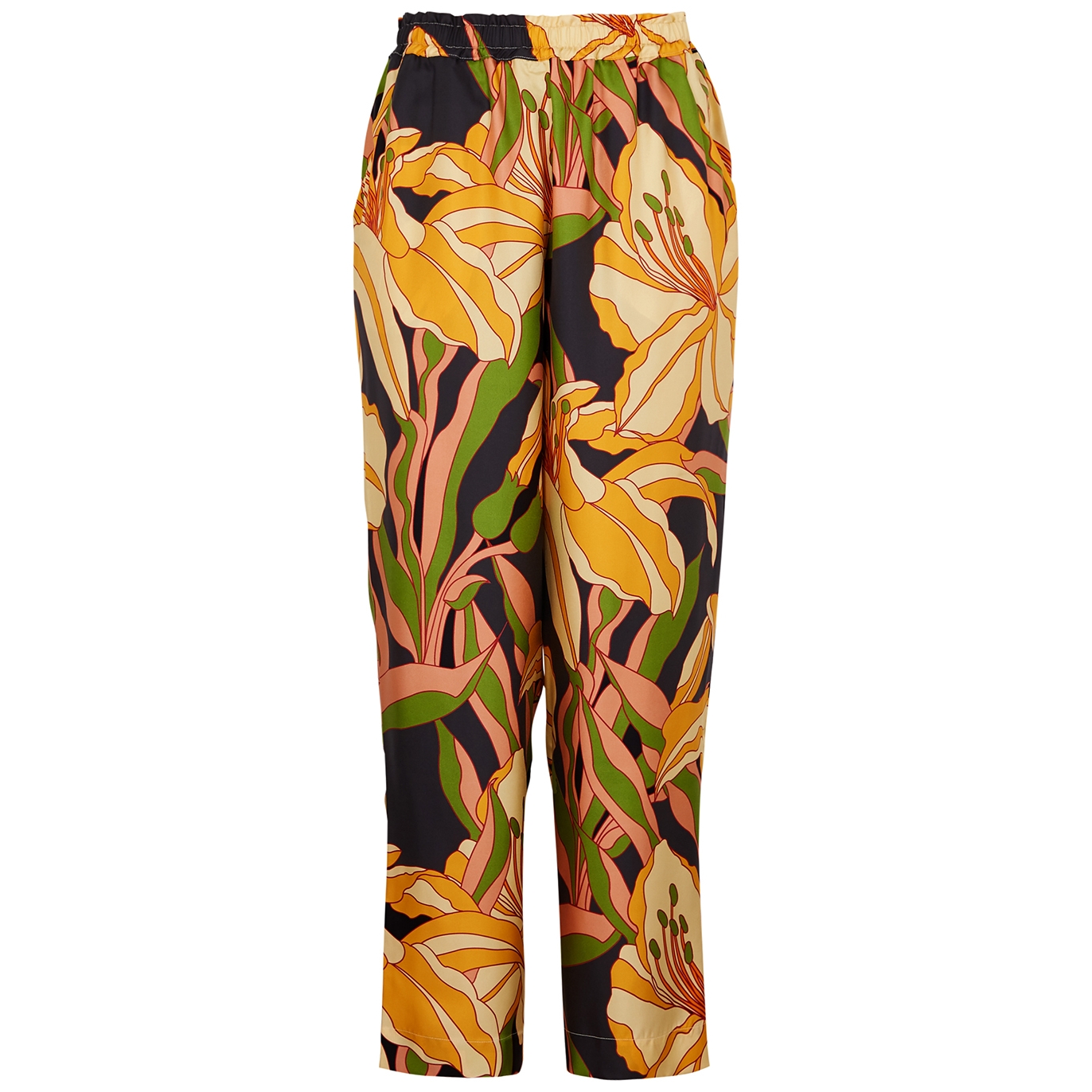 La Prestic Ouiston Boy Floral-print Silk Trousers - Yellow - 3