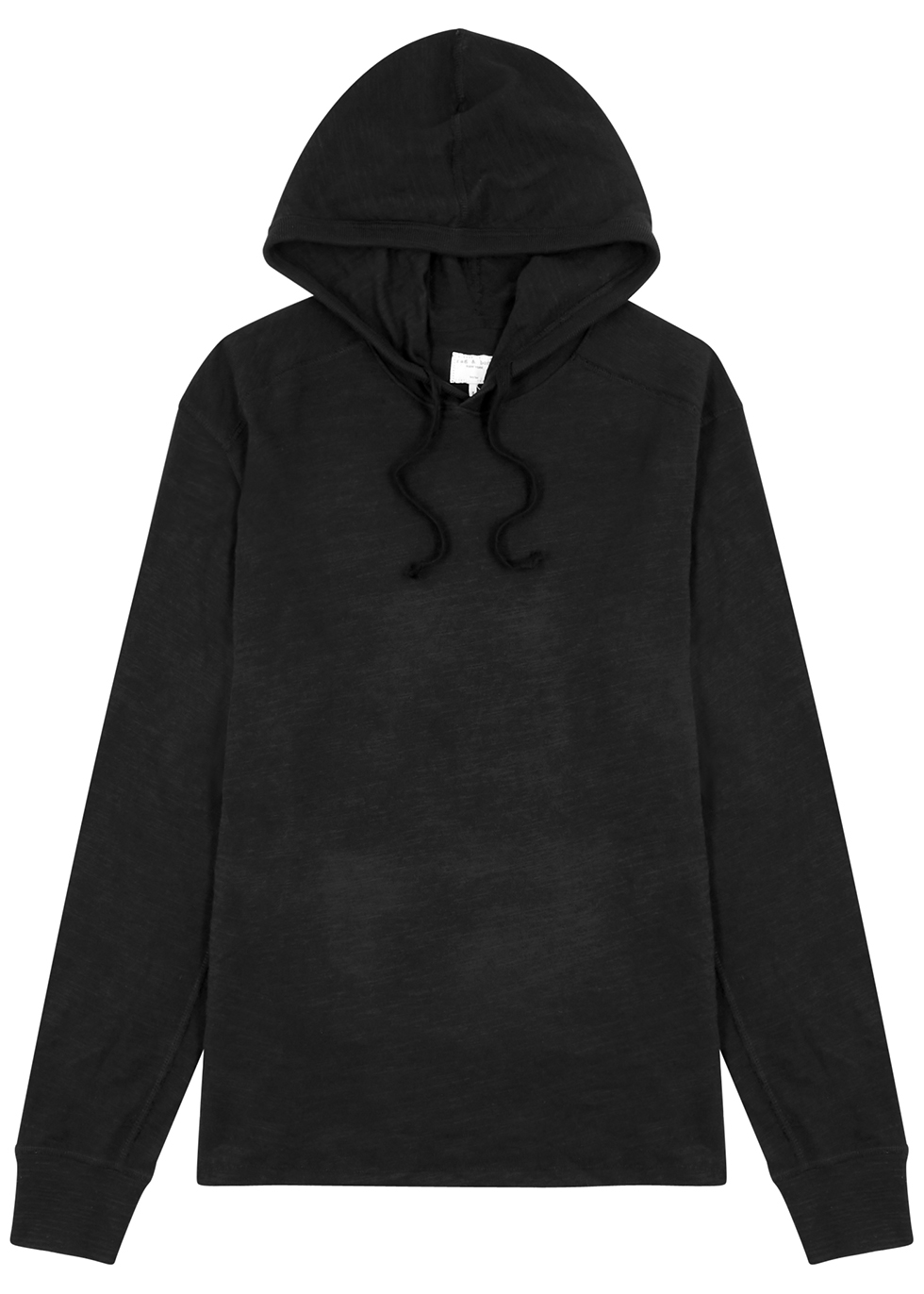 Flame black hooded slubbed cotton sweatshirt