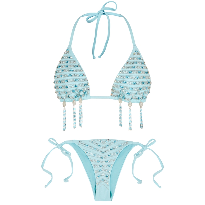 OCEANUS Claudette Blue Embellished Bikini