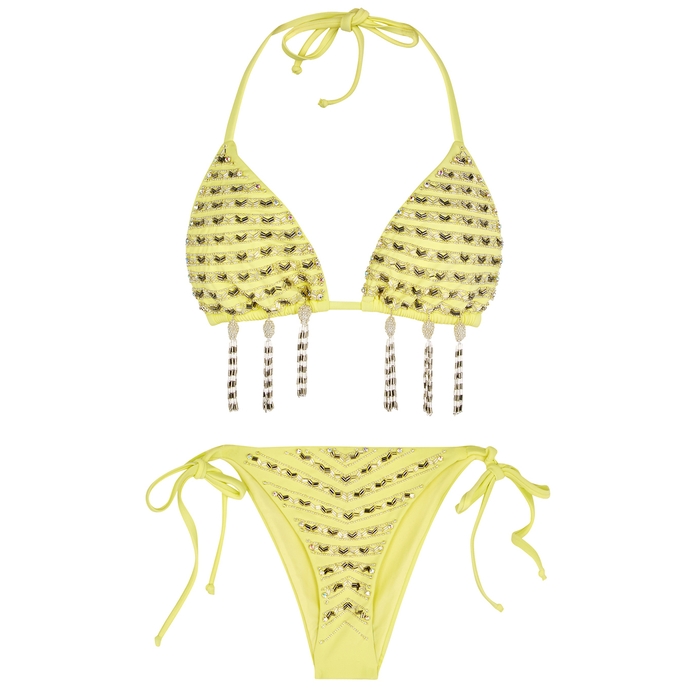 OCEANUS Claudette Yellow Embellished Bikini
