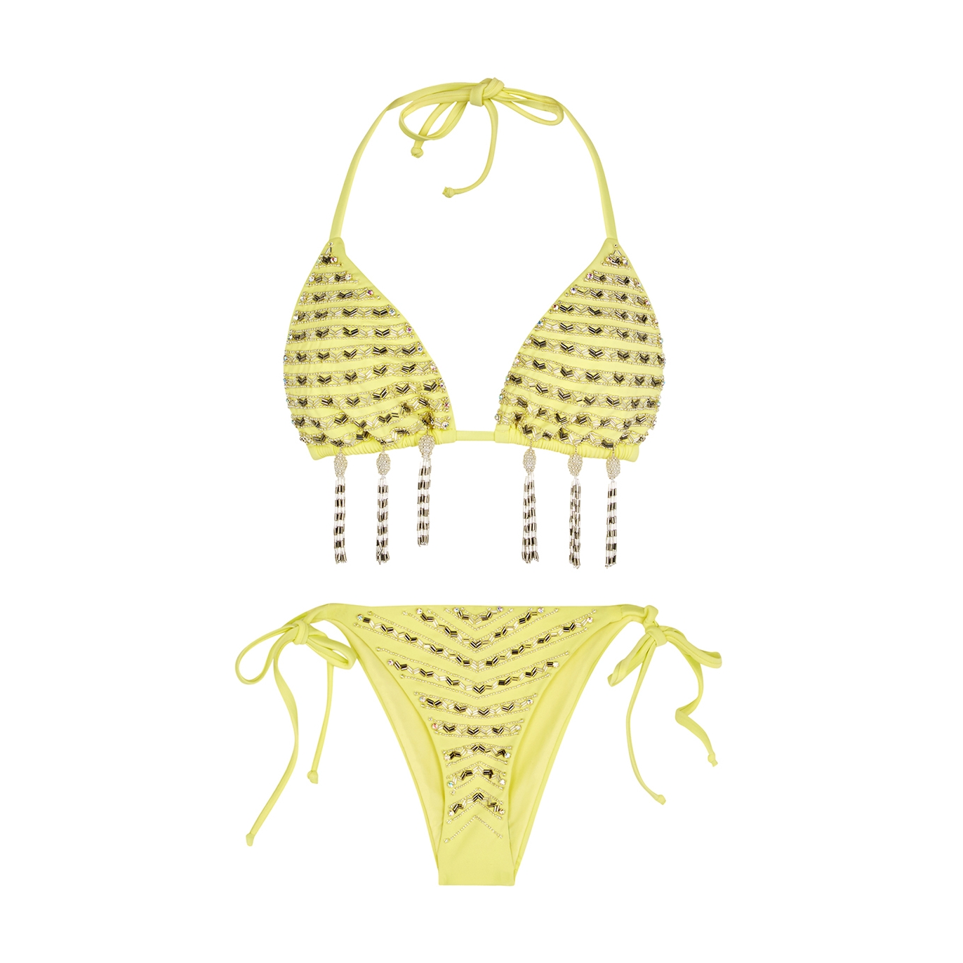 Oceanus Claudette Yellow Embellished Bikini - XS