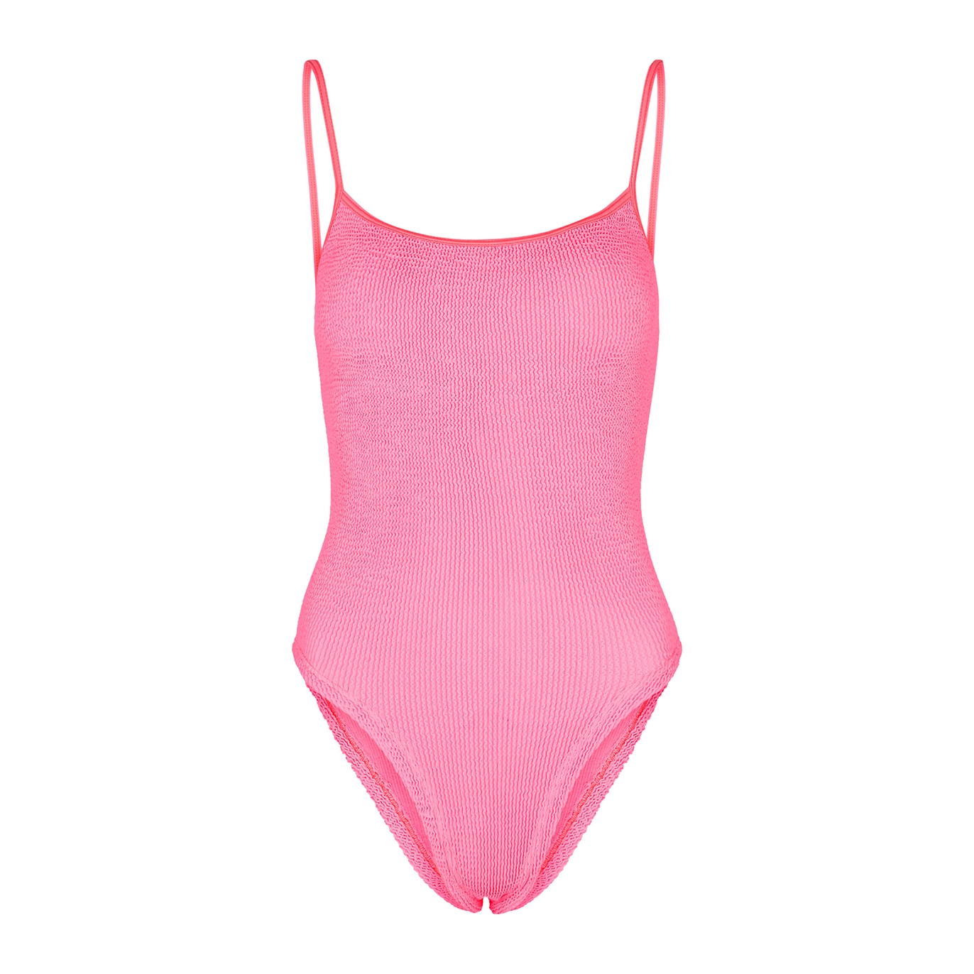 Shop Hunza G Pamela Neon Pink Seersucker Swimsuit