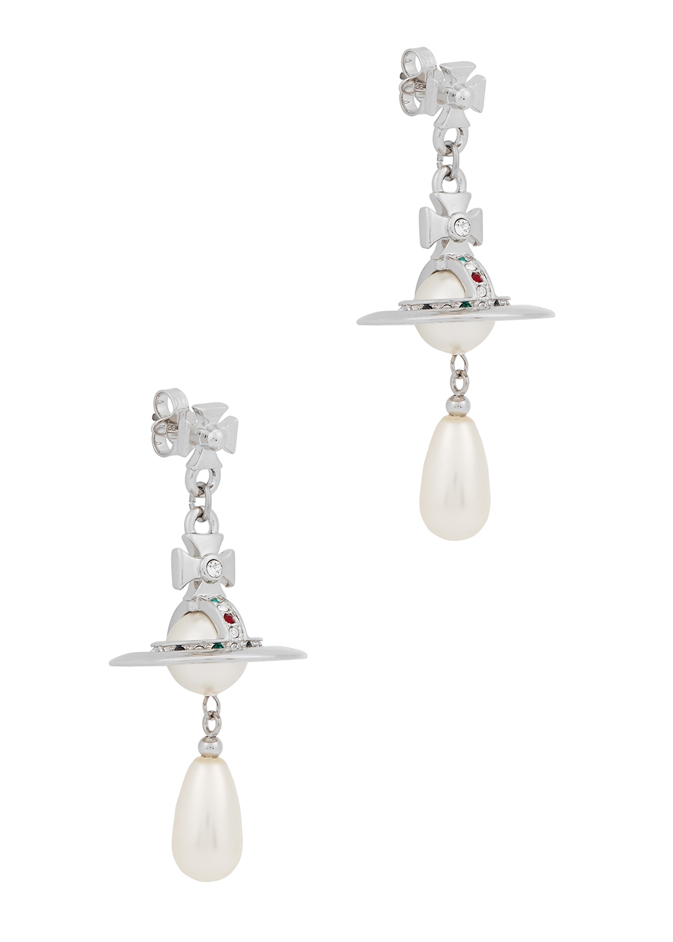 Vivienne Westwood Pearl-embellished silver-tone drop earrings