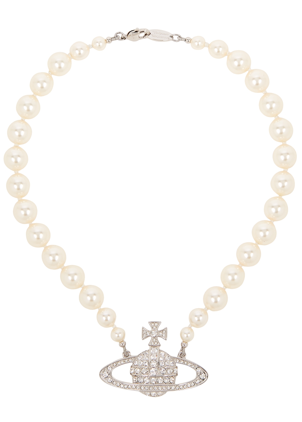 One Row Bas Relief faux pearl choker
