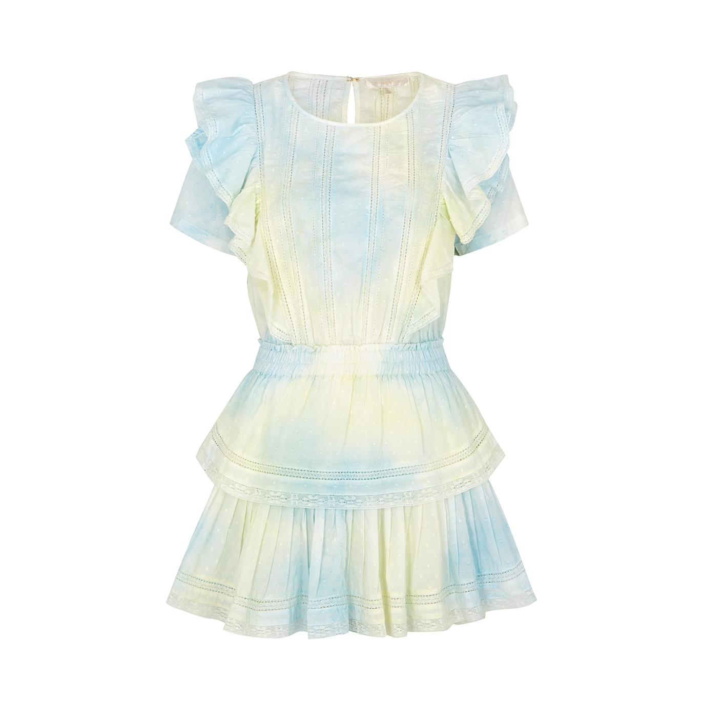 LoveShackFancy Natasha Tie-dyed Cotton Mini Dress - White And Blue - M